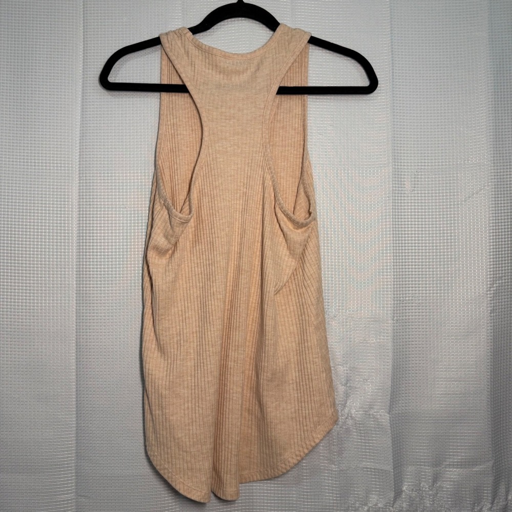 Natural Reflections Tank Top M Peach Ribbed Racerback V-Neck - Picture 2 of 4